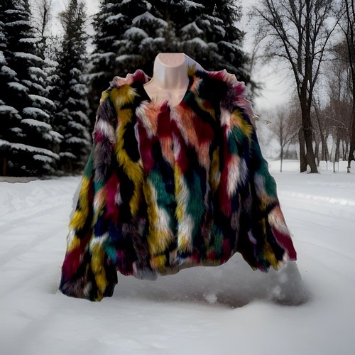 Multicolored faux Fur Coat 1X