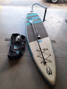 Badfish Monarch Inflatable Paddleboard Blue/White with Paddle, Pump & Bag