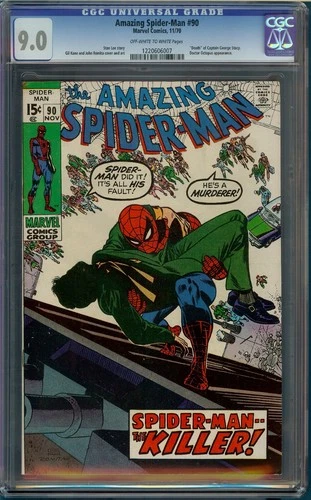 Amazing Spider-Man #90 CGC 9.0 OW/W Marvel 1970 - 'Death' of Captain Stacy
