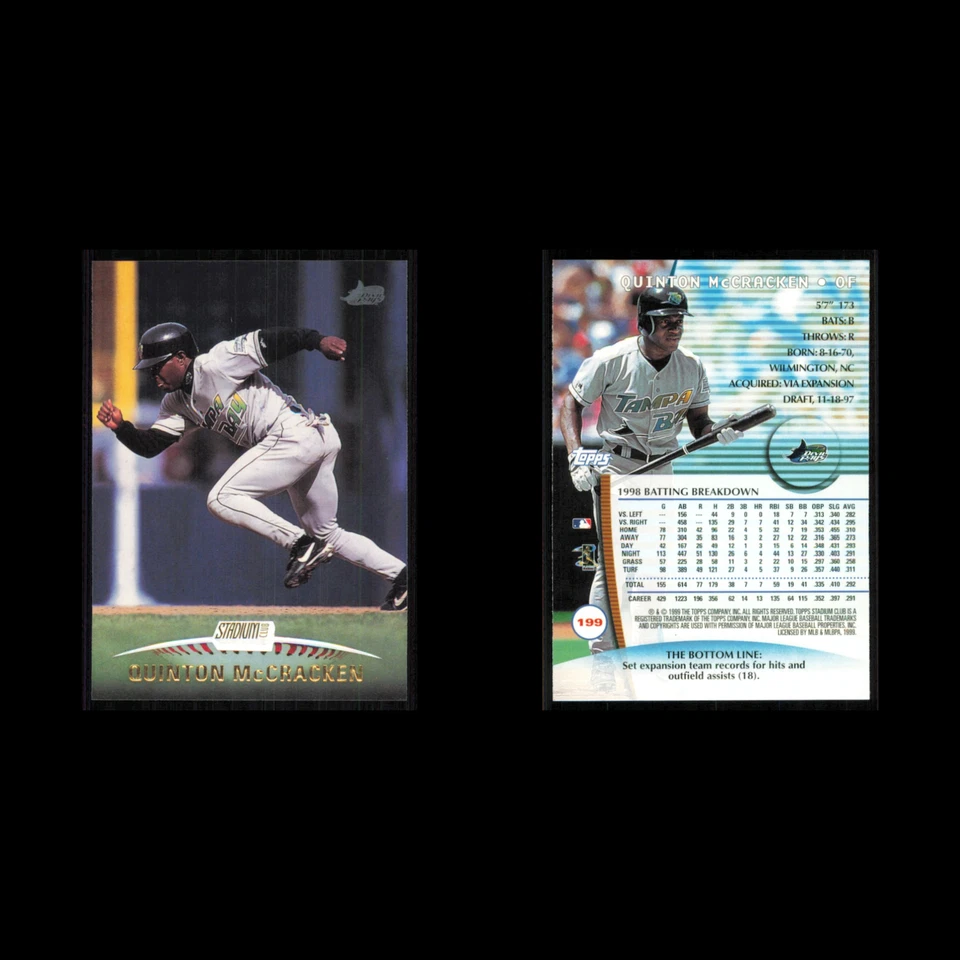 Quinton McCracken #199 1999 年 Topps 体育场俱乐部坦帕湾魔鬼光芒棒球 MLB — 第 3/3 张图片