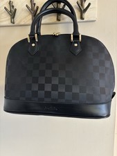 Jane Shilton Black Checkered Dome Handbag Satchel with gold hardware