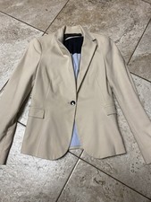ZARA BASIC Women s Beige One-Button Notch Lapel Lined Blazer Jacket XS