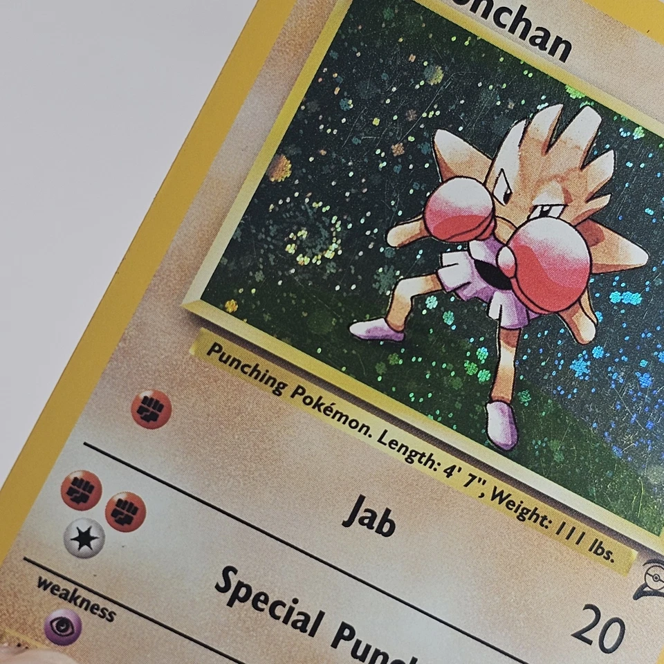 Pokémon TCG Hitmonchan Base Set 2 8/130 Holo Unlimited Holo Rare With Swirl - Image 3 of 3