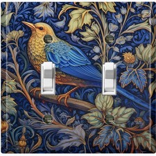 Metal Light Switch Outlet Cover Decorative Wall Plate Blue Yellow Bird AML125