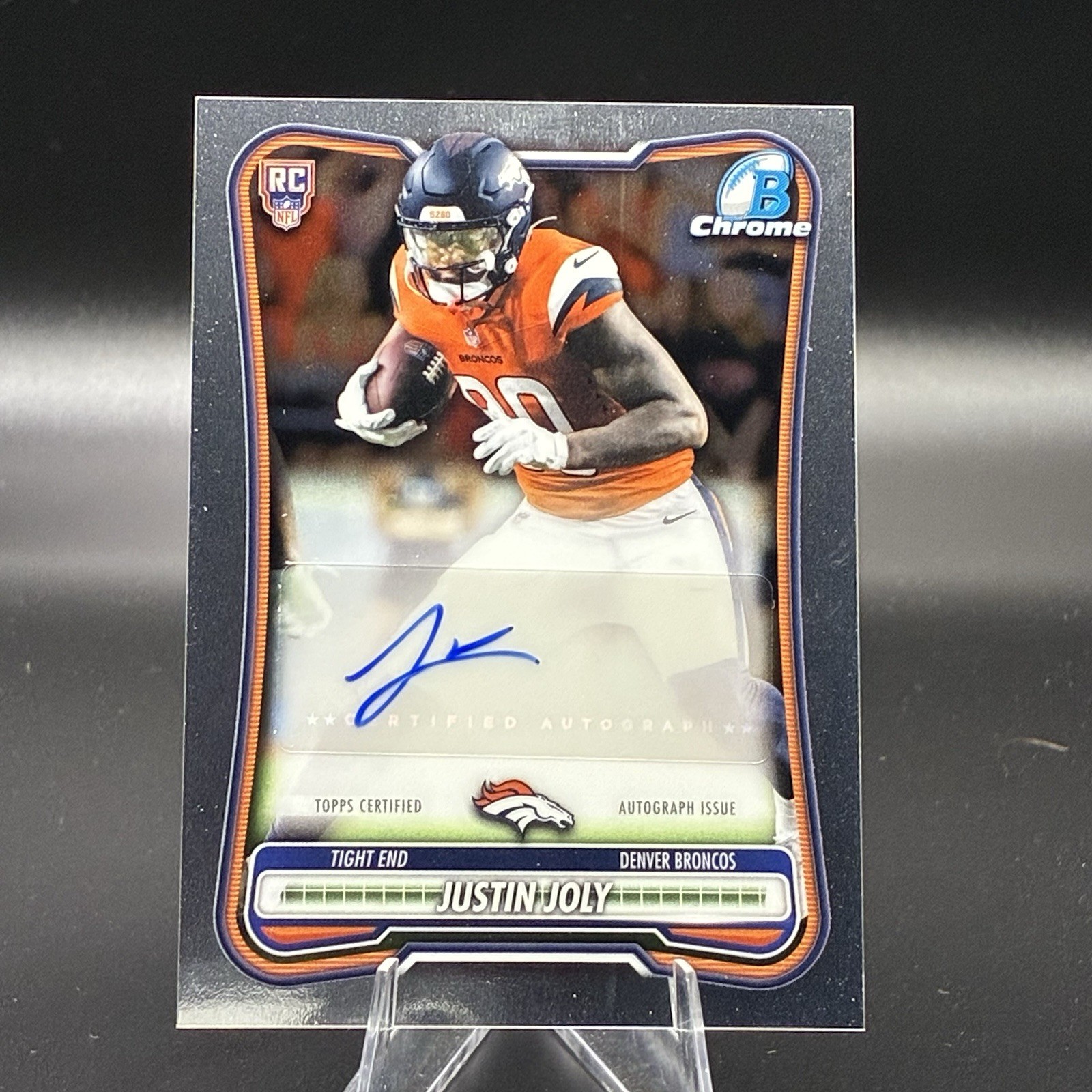 2026 Bowman Football Chrome Justin Joly RC Auto Denver Broncos #BCRA-JJ