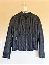 Made by Johnny Los Angeles Classic Black Faux Leather Moto Biker Jacket Large