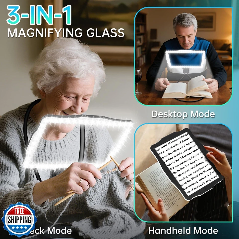 Large 10X Magnifying Glass with Light, Hands Free Magnifying Glass for Readin - Image 2 of 4