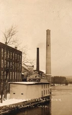 RPPC Willimantic Connecticut Mill Factory Tall Chimney River Snow 1908 Posted