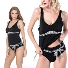 Womens Loose Stripe Tankini Two pieces Swimwear Beach Beachwear
