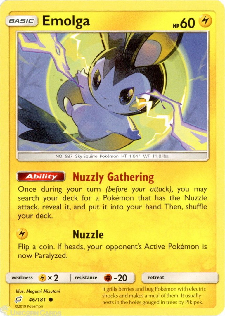Emolga 46/181 : Common Mint/Near Mint Pokemon Card : SM09: Team Up
