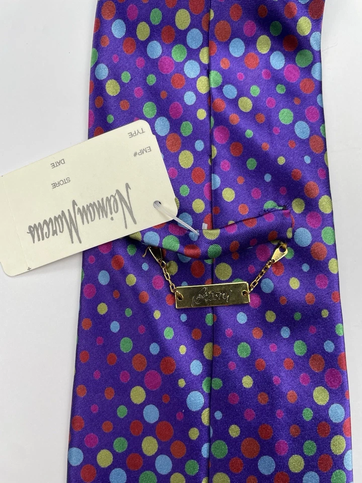 Corbata de seda multicolor punto púrpura BRIONI Neiman Marcus vintage nueva con etiquetas hecha en Italia Foto 2 de 4