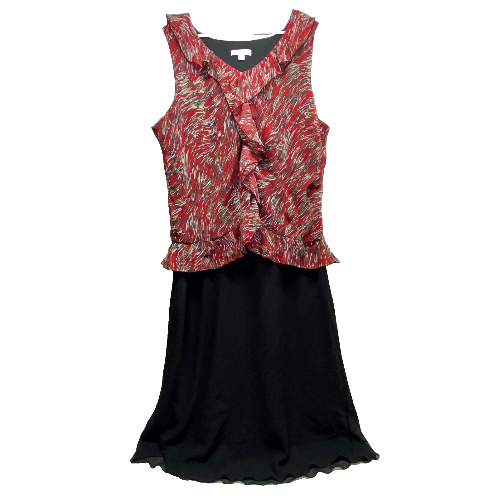 Los Angeles Career Dress Women's Sz 24W Red Black Sleeveless V-Neck Stretch GUC