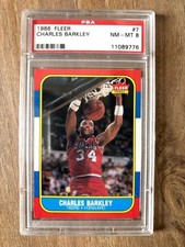 Fleer 1986-87 Charles Barkley #7 Rookie PSA 8 Basketball Card Philadelphia 76ers. rookie card picture