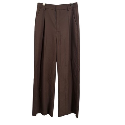Gestuz PaulaGZ Melange MW Wide Pants Brown Pleated Trouser Sample EU 36 US Small