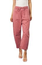 Wakee Pink Casual Wide Leg Cropped Jeans BA351