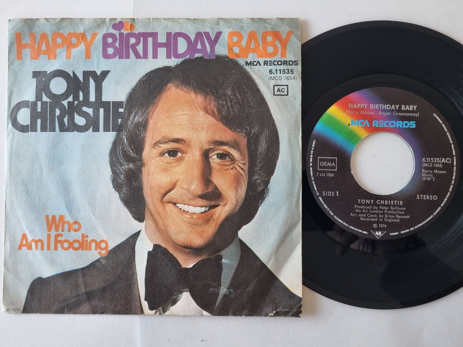Tony Christie - Happy Birthday Baby 7'' Vinyl Germany
