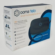 Ooma Telo Smart Home Phone Service VoIP Adapter Black Free US Calls Device Boxed