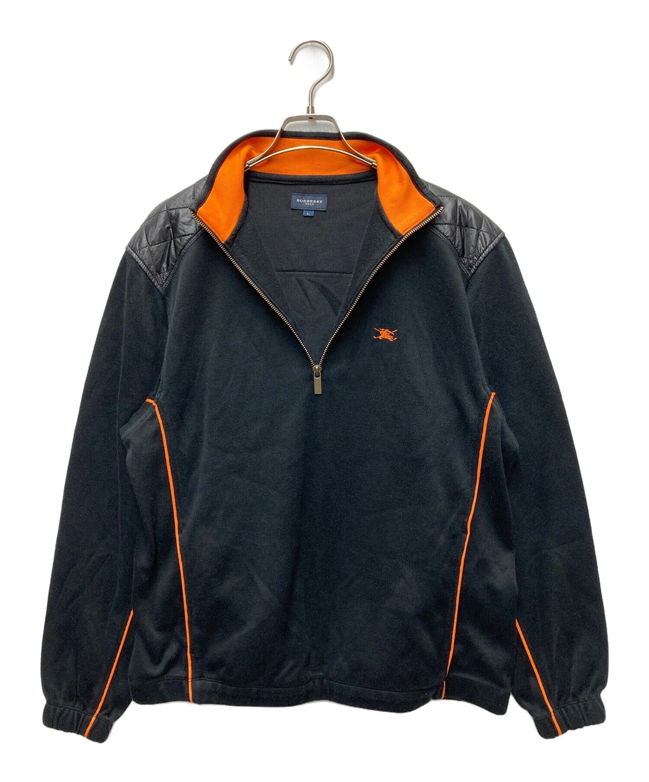 BURBERRY GOLF Felpa mezza zip Nero x Arancione Taglia:L