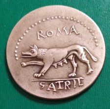 Denario moneda romana. Loba. Baño de plata