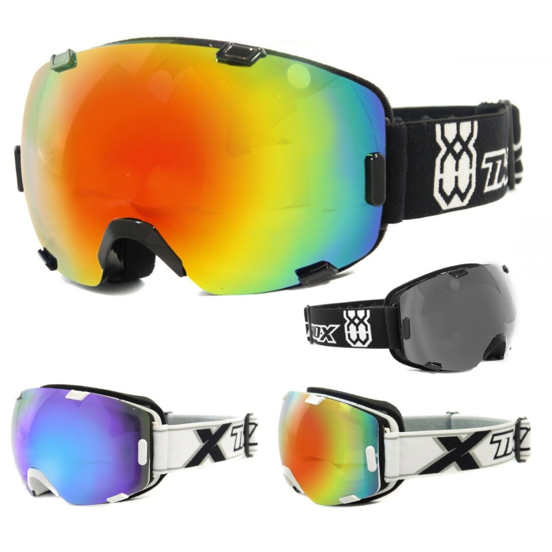 TWO-X AIR Gafas de esquí con espejo Gafas de snowboard Deportes de invierno Gafas de esquí 2 lentes
