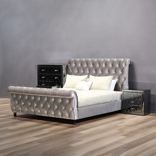Sofia 4 Piece Bedroom Set Bedframe, Tallboy, Dresser and Bedside Table - Picture 2 of 17