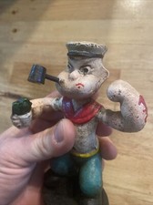 Popeye the Sailor Man Figure Cast Iron Metal Navy Seaman Collector Patina 2 LBS