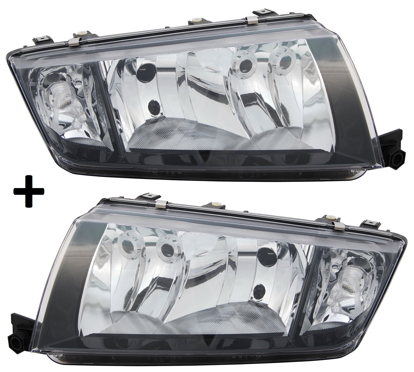 Phares avant gauche et droit électriques noirs pour Skoda Fabia 1999-2008