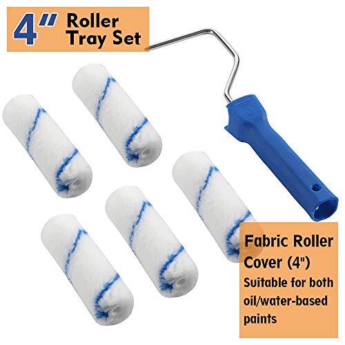 4 Inch Paint Roller Set Pack Of 7 Foam Paint Roller Paint Tray High Density Foam Paintroller With Handle
