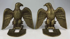 Vintage Brass Eagle Book Ends Sculpture Statue 6” Set Of 2 Paperweight