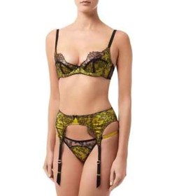 Agent Provocateur Leisa Bra Green Lace  32DD Brief AP2 Suspender AP3  BNWT