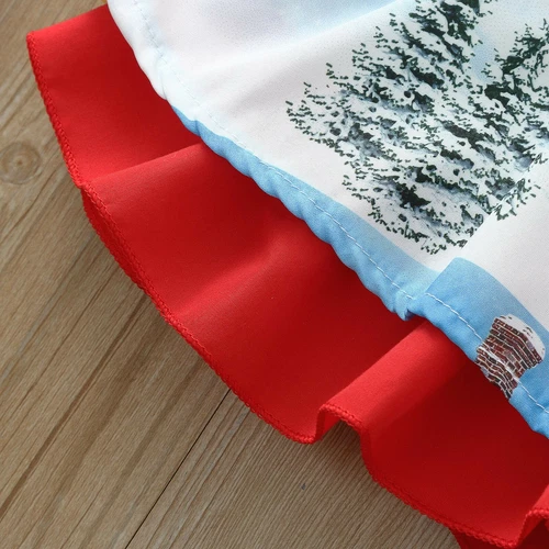Toddler Kids Baby Girls Christmas Xmas Party Santa Printed Princess Party Dress - Picture 13 of 15