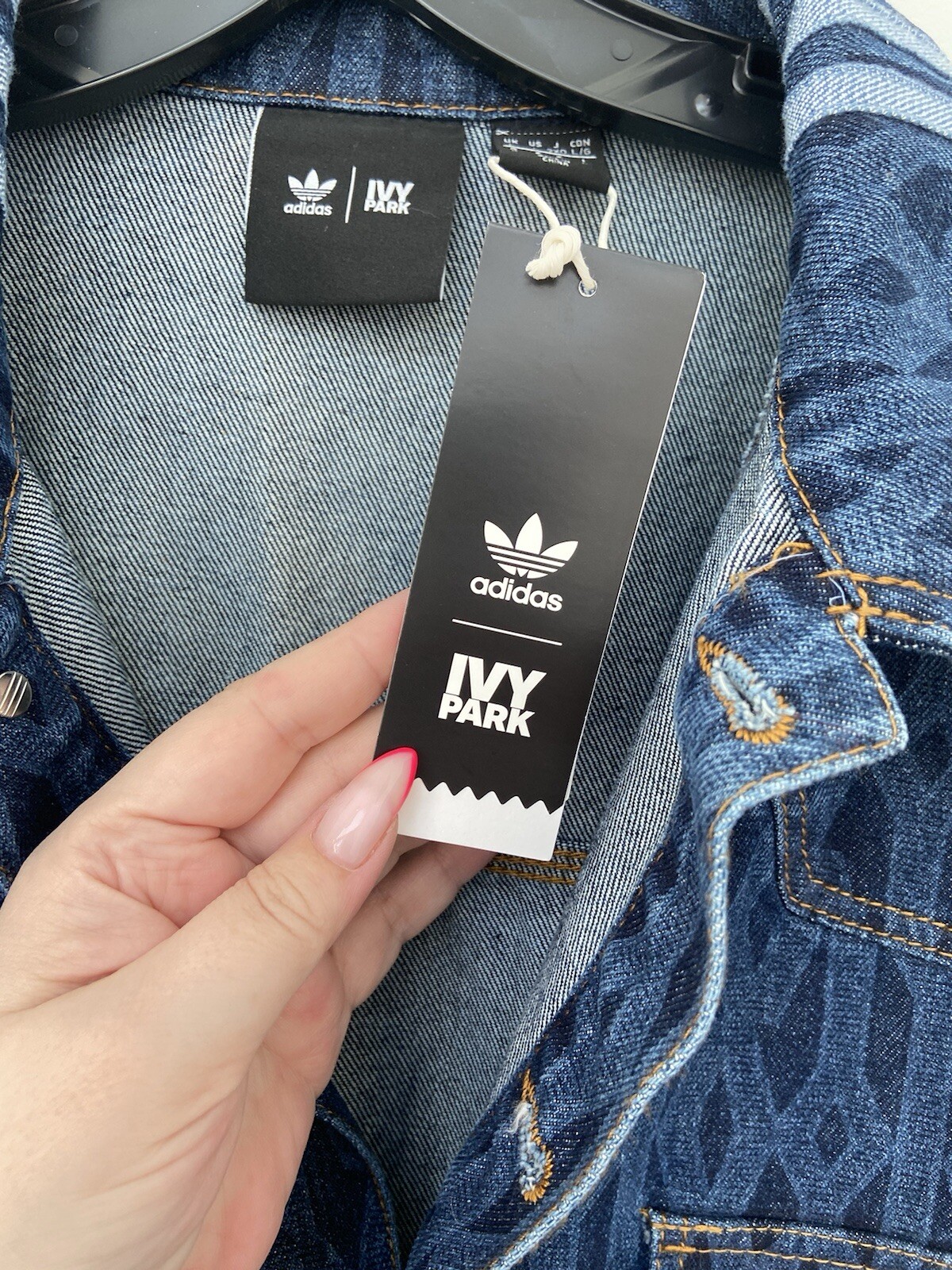 Ivy Park x Adidas Denim Jacket Monogram Blue Jeans Buttons NWT new Unused Men image 7