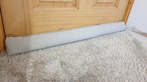 Draught Excluder Triangular® Washable, Heavy, Attachable ~ Herringbone Cream - Picture 4 of 8