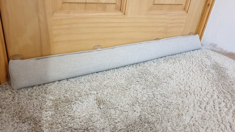 Draught Excluder Triangular® Washable, Heavy, Attachable ~ Herringbone Cream - Image 4 of 4