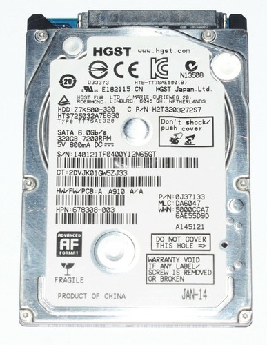 DELL Hitachi HGST 320GB SATA 7200RPM 2.5" Hard Drive HDD HTS725032A7E630 NEW - Picture 5 of 7