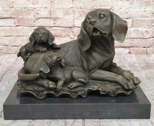 Hunting Dog Black Yellow Chocolate Labrador Lab Bronze Marble Statue by Milo.