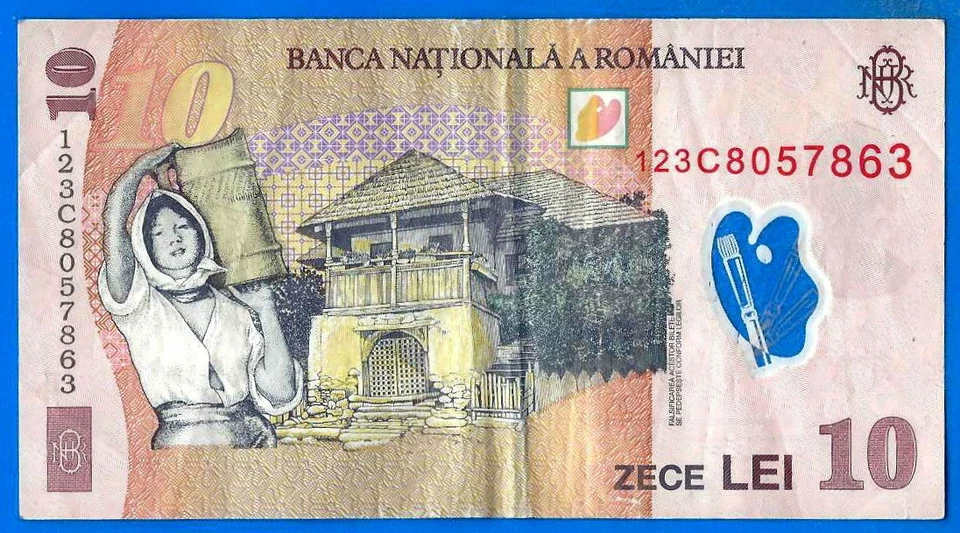 Romania 10 Lei 2008 Grigorescu Nico Polymer Centrale Europe Free Shipping World - Image 2 of 3