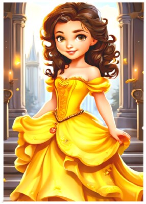 Adorable PRINCESS BELLE * Custom ACEO * Novelty * CARTOON DIVA * Art Card * ATC