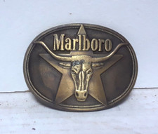 Vintage Marlboro Longhorn Belt Buckle Solid Brass Philip Morris 1987