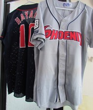 JAPANESE BASEBALL JERSEYS (2) 'PHOENIX', 'MATSUYAMA', PLAYER 'HAYANO', MIZUNO