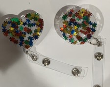 id badge holder retractable Autism Puzzle Pieces.