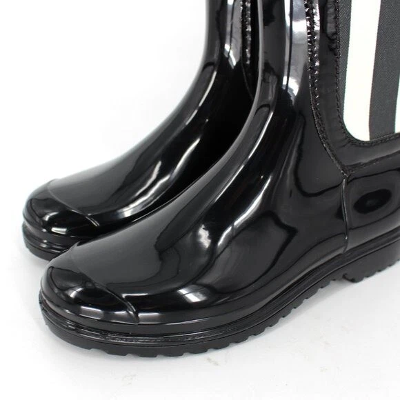 Botas de lluvia Dolce & Gabbana charol a rayas goma talla 37 EE. UU. 7 D&G Italia blancas Foto 3 de 4