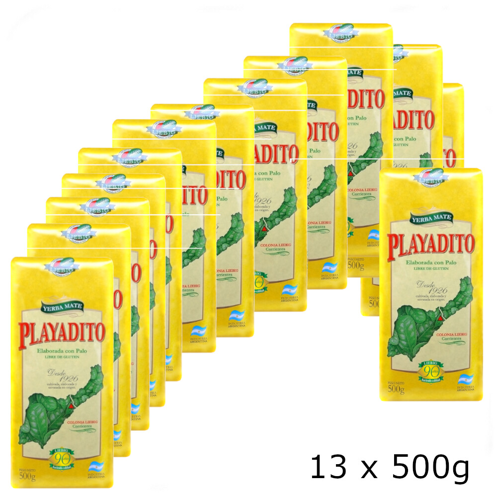 Yerba Mate Playadito Argentina/Argentine Loose Leaf Yerba with Stems (13x500g)