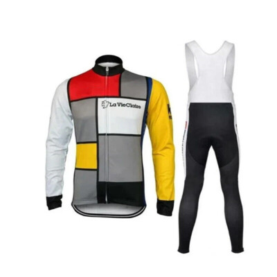 Maillot cycliste manches longues rétro polaire thermique La Vie Claire usine dossard de cyclisme pantalon