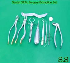 SET OF 10 PCS ORAL DENTAL EXTRACTION KIT+EXTRACTING FORCEPS#150+151+MD4 EX-338