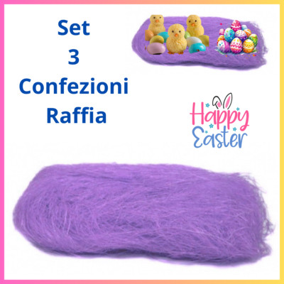 Rafia 3er Set Bunte Raffia Lila Deko Ostern Haus Buntes Stroh Körbe