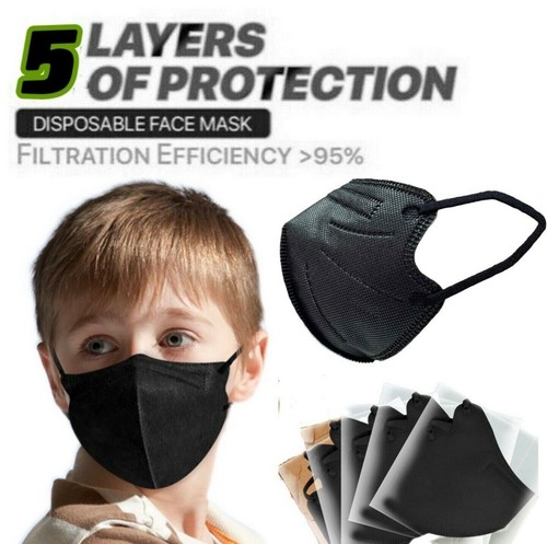 10/50Pcs Black KN95 Protective 5 Layer Face Mask BFE 95% Disposable Kids Masks - Picture 8 of 10