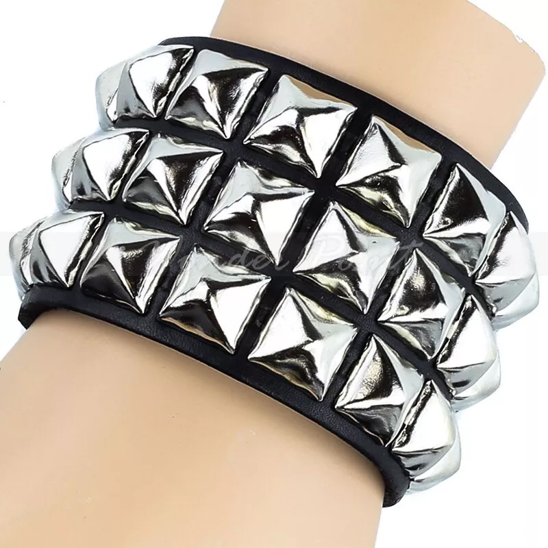Leather cheap studded wristband