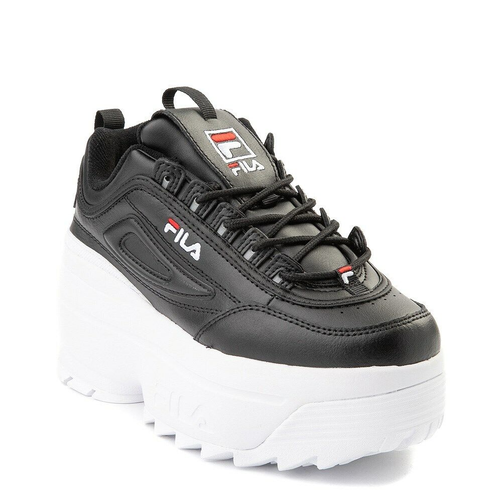 Womens Fila Disruptor 2 Wedge BLACK White Athletic Shoe NEW Womens Fila Disruptor 2 Wedge BLACK White Athletic Shoe NEW