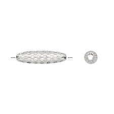Bead, 100 Silver Plated Brass 19x5mm Weave Oval Cut Out Beads with 1mm Hole
